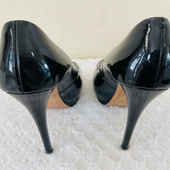 Giuseppe Zanotti Design Italian Black Patent Leather Peep-Toe Pumps Shoes 38 EUC - Picture 9 of 13